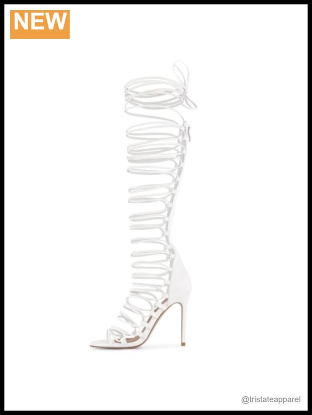 Womens Knee High Lace Up Gladiator Stiletto Heels Strappy